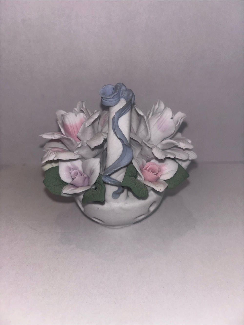 Porcelain Pink and White Floral Candle Holder